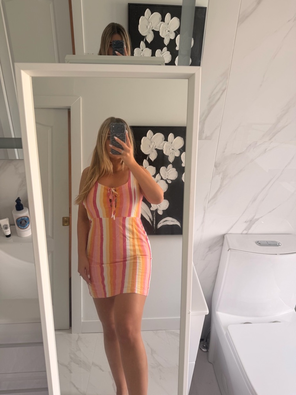 Forever 21 Pink Yellow Orange Striped Mini Dress